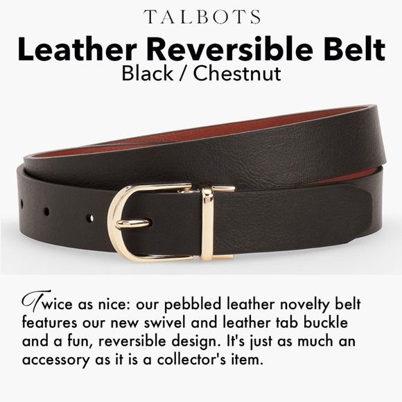 Talbots Accessories - Talbots Belt ~Leather Reversible Black/Chestnut Talbots Accessories - Talbots Belt ~Leather Reversible Black/Chestnut